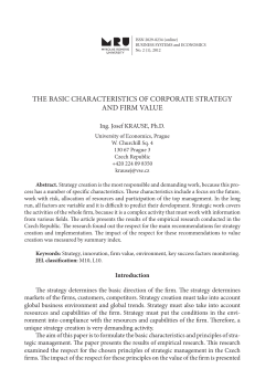 tHe BasiC CHaraCteristiCs oF CorPorate strateGY anD Firm