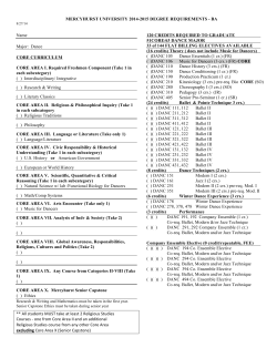 Dance CORE CURRICULUM CORE AREA I. Required Freshmen