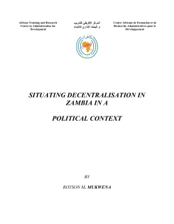 Situating Decentralization in Zambia in a Political Context