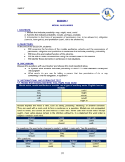 SESSION 7 MODAL AUXILIARIES I. CONTENTS