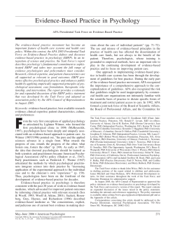 Evidence-Based Practice in Psychology