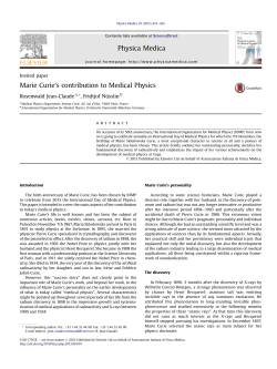 Marie Curie`s contribution to Medical Physics