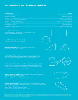 Unit Conversion and Calibration Chart