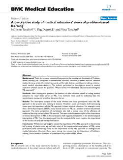 A descriptive study of medical educators` views of problem