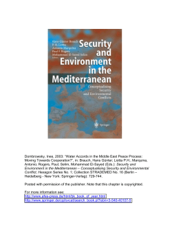 Water Accords in the Middle East Peace Process