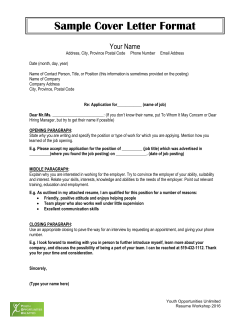 Cover Letter Tips and Example - Youth Opportunities Unlimited