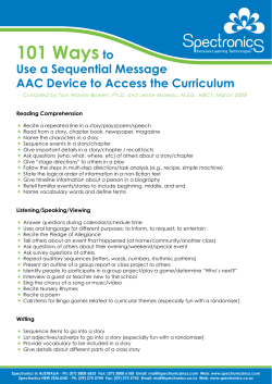101 Ways to use a Sequential Message AAC Device