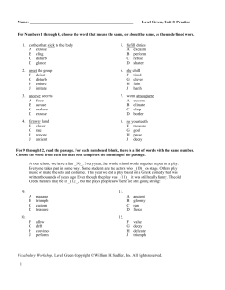 Name: Level Green, Unit 8: Practice Vocabulary Workshop, Level