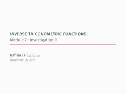 Inverse Trigonometric Functions-.05in - Module 7: Investigation 9