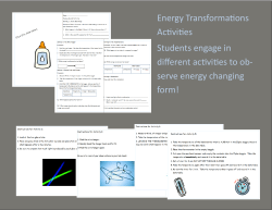Energy Transformations Activities Students engage in different