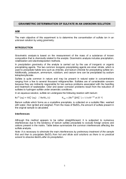Gravimetric Determination of Sulfate in a Soluble Sample