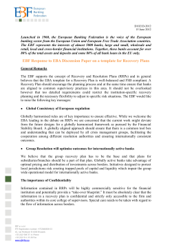 EBF Response to EBA Discussion Paper on a template for Recovery