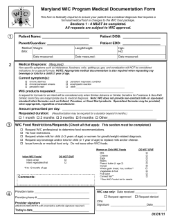 Maryland WIC Program Medical Documentation Form 4 1 2 3