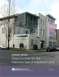 Summary Report: Opportunities for the Intensive Use of Industrial Land