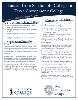 Transfer from San Jacinto College to Texas Chiropractic College