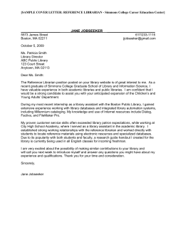Sample Cover Letter - Reference Librarian