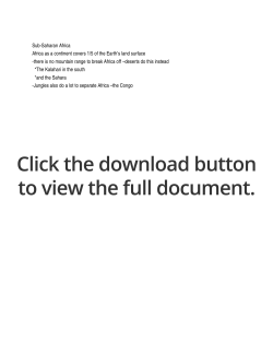 SubSaharan Africa Africa as a continent covers 1/5 of the Earth`s