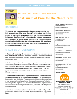 Continuum of Care for the Mentally Ill