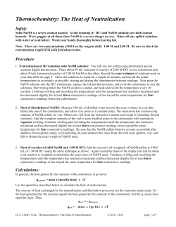 Thermochemistry: The Heat of Neutralization