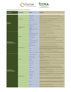 Producers Organizations (POs) Indicators and Descriptions