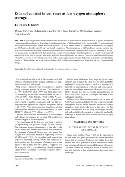 Ethanol content in cut roses at low oxygen atmosphere storage