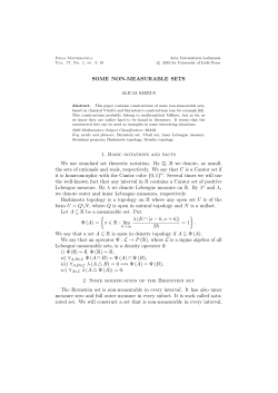 SOME NON-MEASURABLE SETS 1. Basic notations and facts We