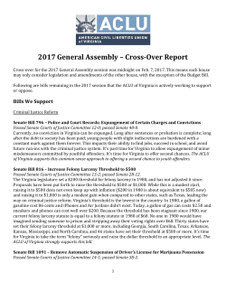2017 General Assembly &ndash; Cross-Over Report