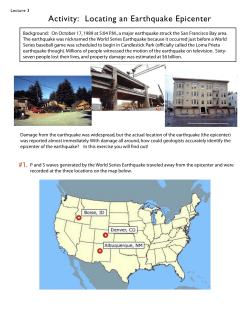 Lecture 3 Activity: Locating an Earthquake Epicenter