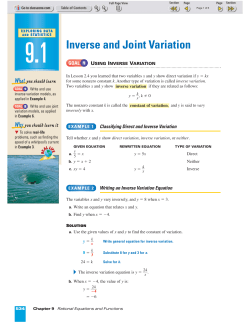 Inverse and Joint Variation