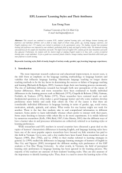 EFL Learners` Learning Styles and Their Attributes