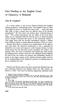 Fact Finding in the English Court of Chancery: A