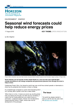Seasonal wind forecasts could help reduce energy prices