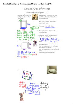 Enriched Pre-Algebra - Surface Area of Prisms and Cylinders (7-7)