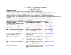 First Grade First Quarter Mathematics August 1
