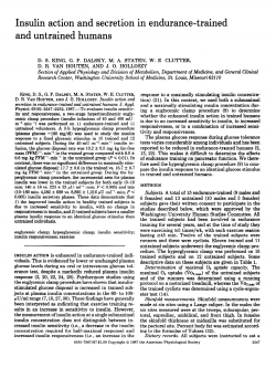 Insulin action and untrained and secretion in endurance