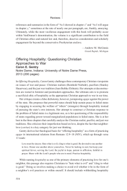 Offering Hospitality: Questioning Christian Approaches to War