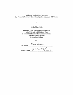 Presidential Leadership in Education: The Federal
