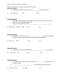 Percent to Fraction: &bull; Simply put the percent number on top of