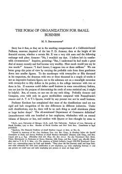 The Form of Organization for Small Business
