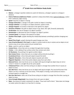 Force and Motion Study Guide 2016