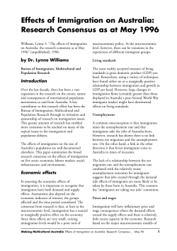Effects of Immigration on Australia: Research Consensus