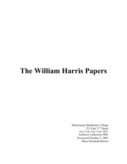 The William Harris Papers - Marymount Manhattan College