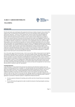 EARLY CAREER HISTORIANS TEACHING