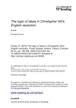 The logic of ideas in Christopher Hill`s English revolution