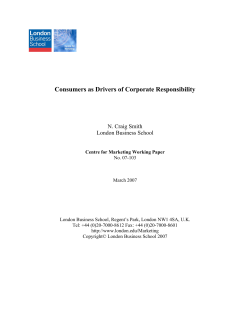 The Role of Consumers as Drivers of Corporate Social Responsibility