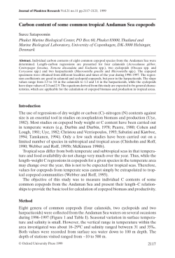 Carbon content of some common tropical Andaman Sea copepods