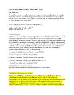 From the Hospice and Palliative Credentialing Center