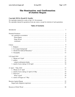 The Nomination and Confirmation of Justice Kagan