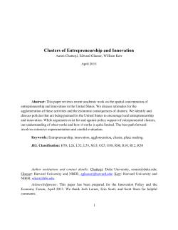 Clusters of Entrepreneurship and Innovation