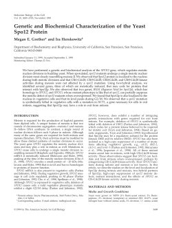 Genetic and Biochemical Characterization of the - Bio
